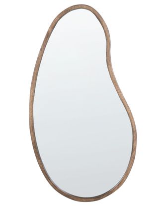 Beliani Specchio Da Parete In Stile Scandinavo Con Cornice In Legno Di Paulownia Marrone Chiaro Cabidos
