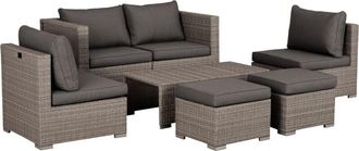 OUTSUNNY 8pc Outdoor Patio Furniture Set Weather Wicker Rattan Sofa Chair Grey - Outsunny