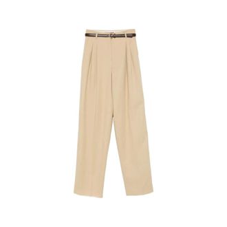 Max Mara Straight Trousers, female, Beige, Size: 2XS Straight Trousers
