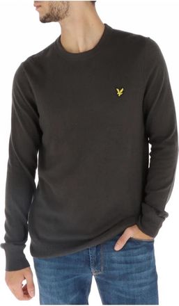 Lyle & Scott Rondgebreide trui - Heren - Ronde hals truien - Grijs - 2XL - Katoen - Truien & Vesten