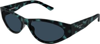 Balenciaga Bb 0367S Ronde Zonnebril - unisex - Zonnebrillen - Blauw - 60 MM - Nylon - Accessoires