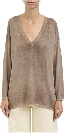 Avant Toi Maglia Scollo a V Over - Dames - V-hals truien - Bruin - XS - Truien & Vesten