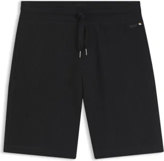 BOSS Cotton-blend shorts with waffle texture