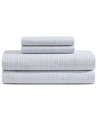 Tommy Hilfiger 200 Thread Count New England Plaid Cotton Percale Sheet Set