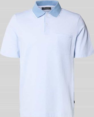 Maerz MAERZ Muenchen Regular Fit Poloshirt mit Strukturmuster und Brusttasche in Bleu, Gr&ouml;&szlig;e 48
