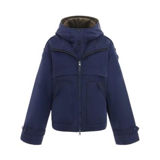 Urban Code Light Jackets, female, Blue, Size: M Parka corta con capucha desmontable