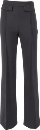 Elisabetta Franchi Double-Layer Stretch Cr&ecirc;pe Broek - Dames - Wijde Broeken - Zwart - M - Leer - Broeken
