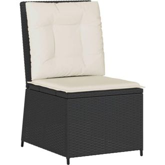 vidaXL Sill&oacute;n Reclinable Con Cojines Rat&aacute;n Sint&eacute;tico Negro Vidaxl