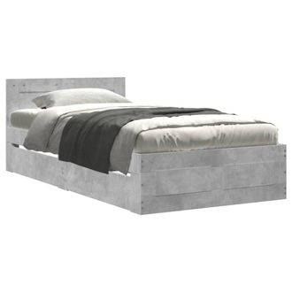 Berkfield Home Bed Frame with Headboard Frame Concrete Grey 75x190 cm Small Single