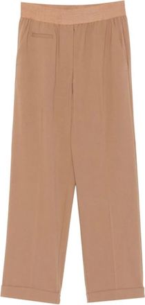 Le Tricot Perugia Pantaloni con vita elasticizzata e risvolto - - Trousers - Donna - Marrone - M