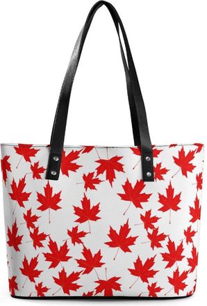 Generic Canadian Maple Leaf Pattern Tote Bags for Women Cute Shoulder Purses Handbags