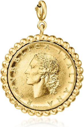 Ross-Simons Italian 18kt Gold Over Sterling Beaded-Edge Genuine Lira Coin Charm