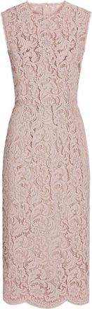Dolce & Gabbana Light Pink Lace Round Neck Maxi Dress