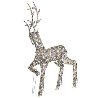 Beliani Decoraci&oacute;n De Navidad Led Para Interior Y Exterior Reno Luces Led Metal Plateado Husavik