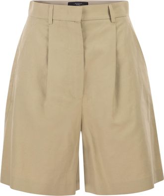 Max Mara Weekend Maxmara Wkdecuba Cotton And Linen Canvas Bermuda Shorts