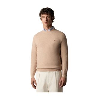 Brooks Brothers Truien & Vesten, Heren, Bruin, L, Wol, Lamswol Ronde Hals