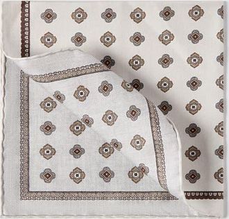 Brunello Cucinelli Silk pocket square with medallion design in White at Nordstrom