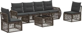vidaXL Conjunto De Sof&aacute;s De Jard&iacute;n 7 Uds. Gris Y Gris Oscuro Vidaxl