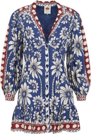 Farm Rio Mini-jurk met Kraag - Dames - Korte kleedjes - Veelkleurig - XS - Katoen - Kleedjes