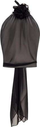 Dolce & Gabbana Zijden Chiffon Halternek Bloementop - Dames - Tops zonder mouwen - Zwart - L - Chiffon - Tops