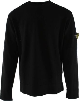 Stone Island Wollen trui met ronde hals - Heren - Ronde hals truien - Zwart - 2XL - Wol - Truien & Vesten