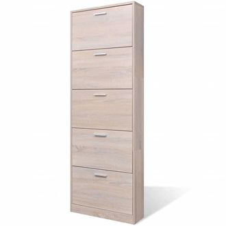 Berkfield Home Oak Look Wooden Shoe Cabinet with 5 Compartments in Brown