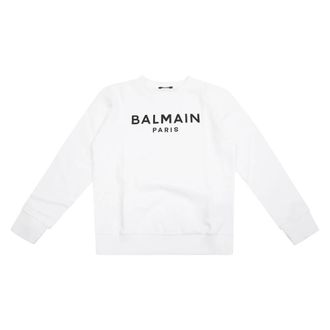 Balmain Logo Basic Sweatshirt - male - Balmain - Kids Sweatshirts - White - 13 Y - Kids