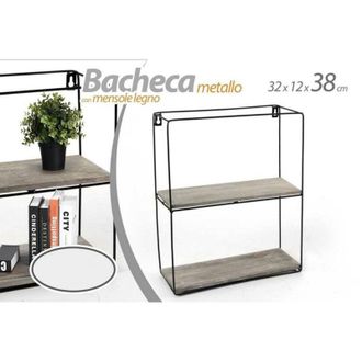 Trade Shop Trade Shop - Vitrina De Pared Cuadrada Metal 2 Estantes Madera 32x12x38cm 751967