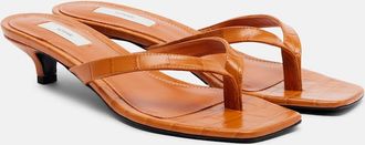 Toteme Croc-effect leather thong sandals