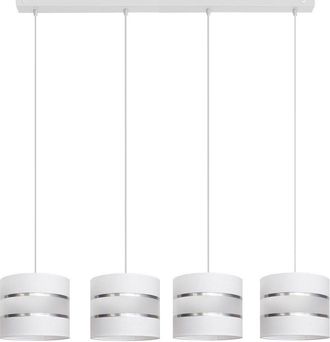 Netlighting Helen Straight Bar Pendant Ceiling Light White Silver 100cm