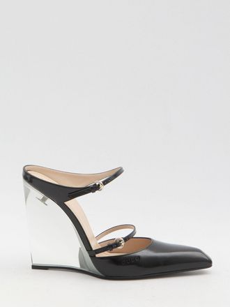 Gucci Muiltjes met Doorzichtige Wedge Hak