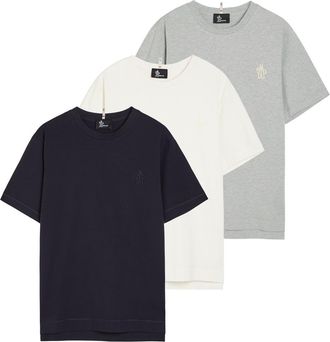 Moncler Logo-appliqu&eacute;d Cotton T-shirt - set of Three - Light Grey - XL
