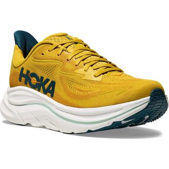 Hoka One One Clifton 10 Running Shoe - Wide Width Available in Yellow Gold /Tidal Wave at Nordstrom, Size 11.5