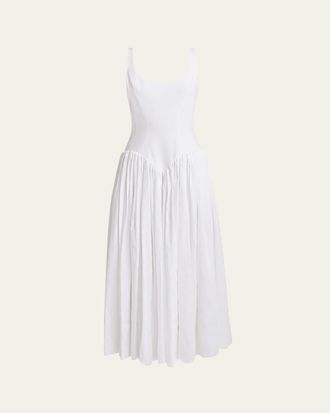 Gabriela Hearst Naia Sleeveless Linen Basque-Waist Maxi Dress