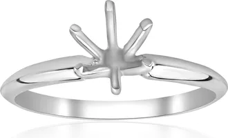 Pompeii3 Six Prong Solitaire Engagement Ring Setting 14K White Gold Size Selectable