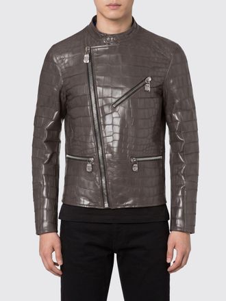 Billionaire Boys Club Giacca Biker slim fit in pelle di coccodrillo con collo alto