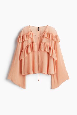 H&M Crinkle-Bluse mit Volants - Orange