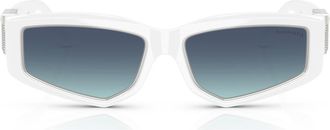 Tiffany & Co. 55mm Pillow Sunglasses in Bright White /Azure Blue at Nordstrom