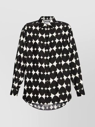 Moschino heart print silk matte shirt