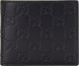 Gucci Portemonnee van Leer met Logo-reli&euml;f - Heren - Portefeuilles - Blauw - ONE Size - Leer - Accessoires