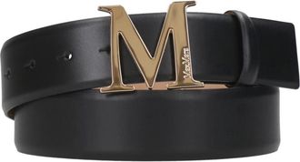 Max Mara Monogram Leren Riem - Dames - Riemen - Zwart - L - Leer - Accessoires