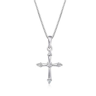 Ross-Simons Lab-Grown Diamond Cross Pendant Necklace in Sterling Silver