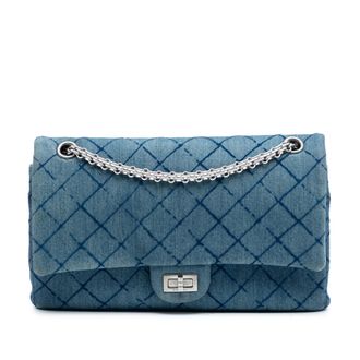 Chanel Tweed handtas Reissue 2.55 Gequilted Denim Dubbele Flap 226