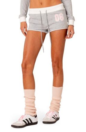 Edikted Pat Tie Waist Shorts in Gray-Melange at Nordstrom, Size X-Small