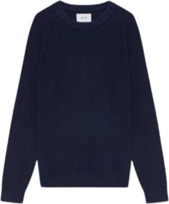 Nn.07 Ribgebreide Katoenen Trui - Heren - Ronde hals truien - Blauw - XL - Katoen - Truien & Vesten