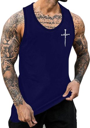 Generic Men Sleeveless String Vest - Training Bodybuilding Vests Moisture Wicking Gym Vest Athletic Sleeveless Vest Summer Vests Sleeveless String Undershirt 