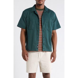 Vans Larkspur Short Sleeve Cotton Button-Up Work Shirt in Mystic Moss at Nordstrom, Size Xx-Large