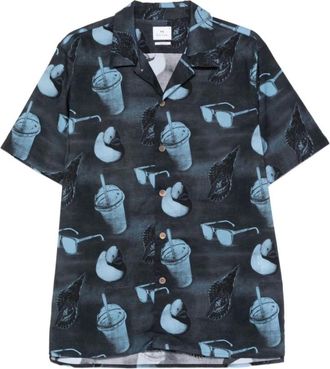 Paul Smith Casual Fit Shirt - Heren - Korte mouwen Overhemden - Veelkleurig - L - Katoen - Overhemden