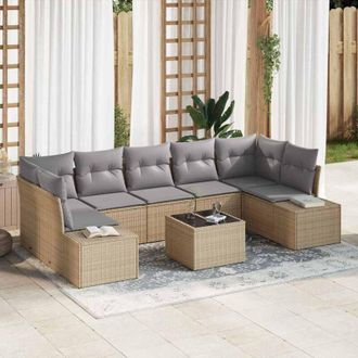 vidaXL Vidaxl - Conjunto De Sof&aacute; De Jard&iacute;n 8 Pcs Beige, Gris 55 X 55 X 37 Cm