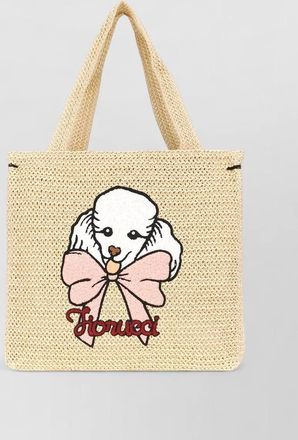 Fiorucci tote bag woven texture dog motif bow
